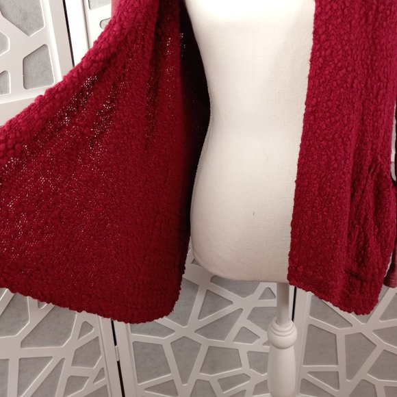 Lucky Brand Small Cardigan Waterfall Open Front Drape Pockets Red - Picture 7 of 11